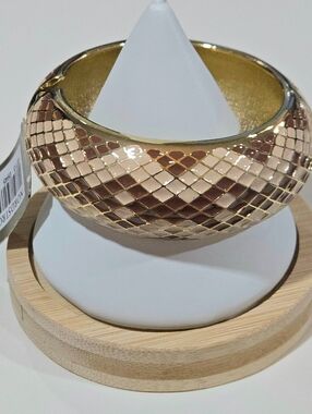 Nordstrom Sequin NYC Harlequin Enamel Brown Tan Cream Hinge Bracelet NWT